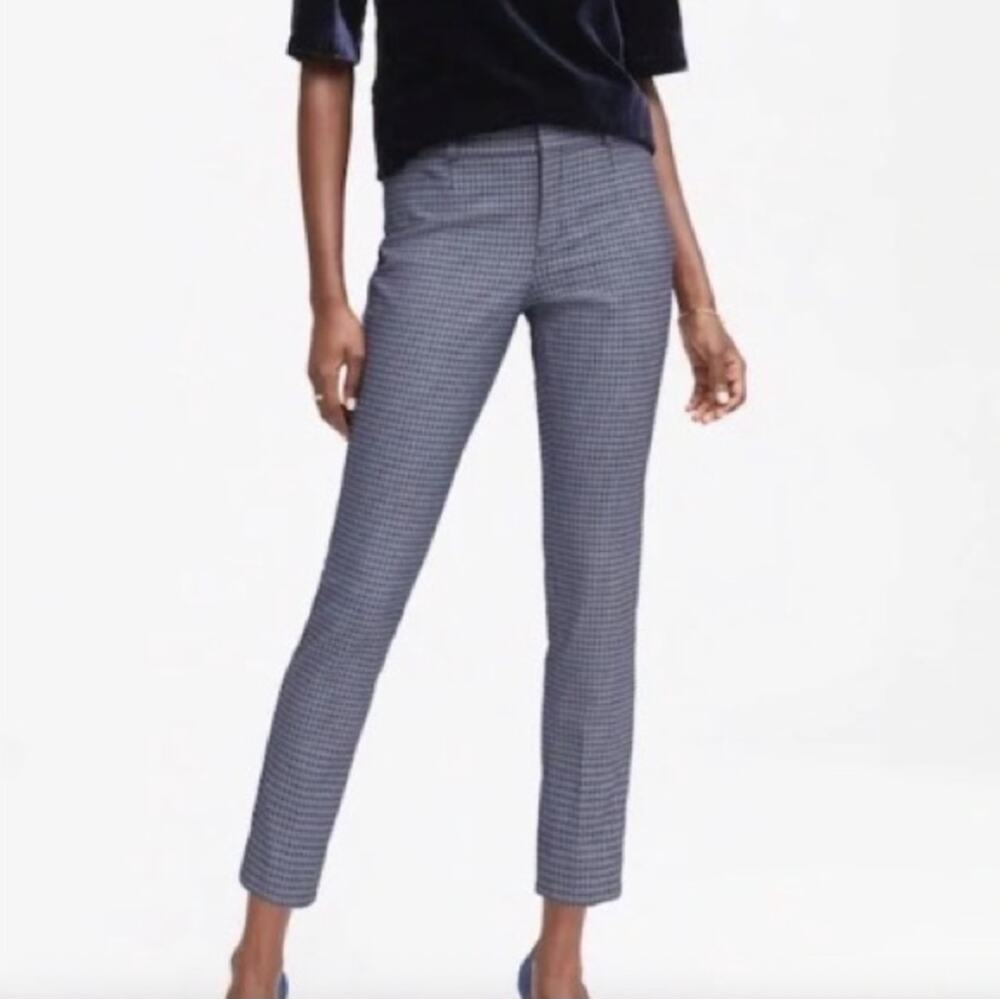 Banana Republic Houndstooth Print Sloan Pants Size 4 Twee Preppy Office Classic